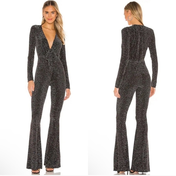 Show Me Your Mumu Martina Jumpsuit In Dancing Queen Shine Black Size XS NWT - Picture 1 of 9